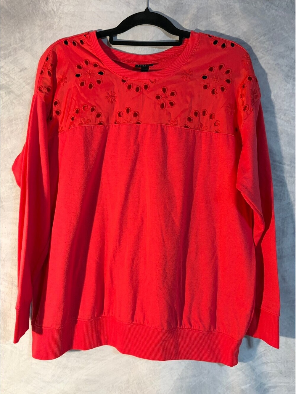 Torrid Size 0 Pink Eyelet Sweatshirt Long Sleeve Crewneck Plus Size